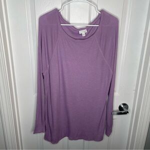 J. Jill Waffle Knit Relaxed Fit Tunic Length Top Comfy in Periwinkle Purple XL